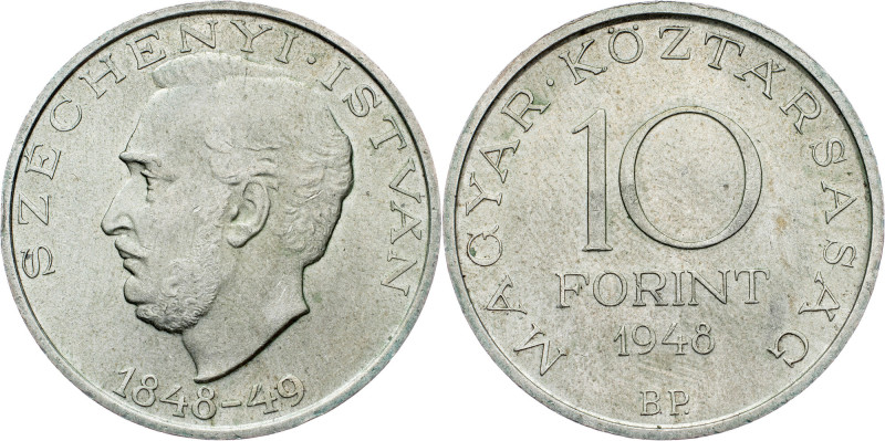 Hungary, 10 Forint 1948, BP Hungary, 10 Forint 1948, BP, KM# 538|Centenary of 18...