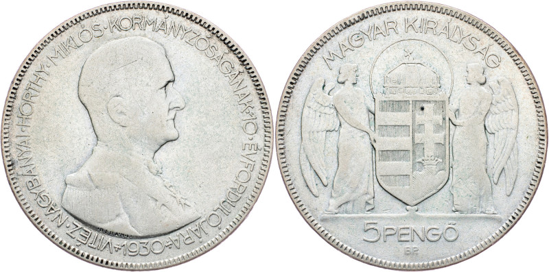 Hungary, 5 Pengo 1930, BP Hungary, 5 Pengo 1930, BP, KM# 512; VF

Grade: VF