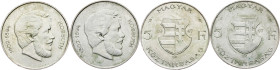 Hungary, 5 Forint 1947, Lot of 2pcs Hungary, 5 Forint 1947, BP, KM# 534a|Lajos Kossuth, Lot of 2pcs