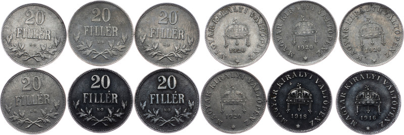 Hungary, Lot of 6pcs Hungary, Lot of 6pcs