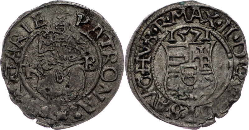 Ferdinand I., Denar 1571, KB, Kremnitz Ferdinand I., Denar 1571, KB, Kremnitz, É...