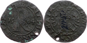 Rudolph II., Raitpfennig 1584, Joachimsthal Rudolph II., Raitpfennig 1584, Joachimsthal, Mrštík 79|Hole; aVF

Grade: aVF