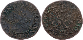 Rudolph II., Raitpfennig 1601, Joachimsthal Rudolph II., Raitpfennig 1601, Joachimsthal, Mrštík 85a; aVF

Grade: aVF