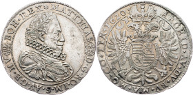 Matthias II., 1/2 Thaler 1620, KB, Kremnitz Matthias II., 1/2 Thaler 1620, KB, Kremnitz, Husz. 1118|traces of brooch?; EF

Grade: EF