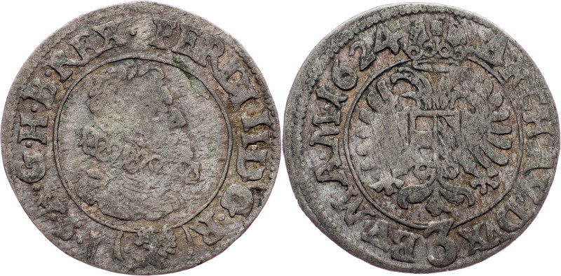 Ferdinand II., 3 Kreuzer 1624, Prague Ferdinand II., 3 Kreuzer 1624, Prague, Mkč...