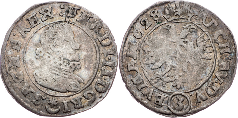 Ferdinand II., 3 Kreuzer 1628, Prague Ferdinand II., 3 Kreuzer 1628, Prague, Mkč...