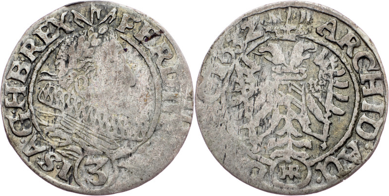 Ferdinand II., 3 Kreuzer 1632, Breslau Ferdinand II., 3 Kreuzer 1632, Breslau, M...