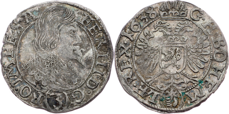 Ferdinand III., 3 Kreuzer 1638, Prague Ferdinand III., 3 Kreuzer 1638, Prague, M...