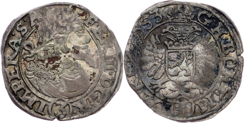 Ferdinand III., 3 Kreuzer 1653, Prague Ferdinand III., 3 Kreuzer 1653, Prague, M...