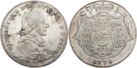 Hieronymus von Colloredo, 1 Thaler 1774, Salzburg Hieronymus von Colloredo, 1 Thaler 1774, Salzburg, Dav. 1263|toned, remains of mint luster; VF+/EF
...