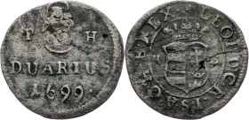 Leopold I., Duarius 1699, KB, Kremnitz Leopold I., Duarius 1699, KB, Kremnitz; VF

Grade: VF