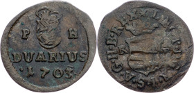 Leopold I., Duarius 1703, KB, Kremnitz Leopold I., Duarius 1703, KB, Kremnitz|lacquered; aEF

Grade: aEF
