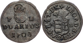 Leopold I., Duarius 1703, KB, Kremnitz Leopold I., Duarius 1703, KB, Kremnitz; aEF

Grade: aEF