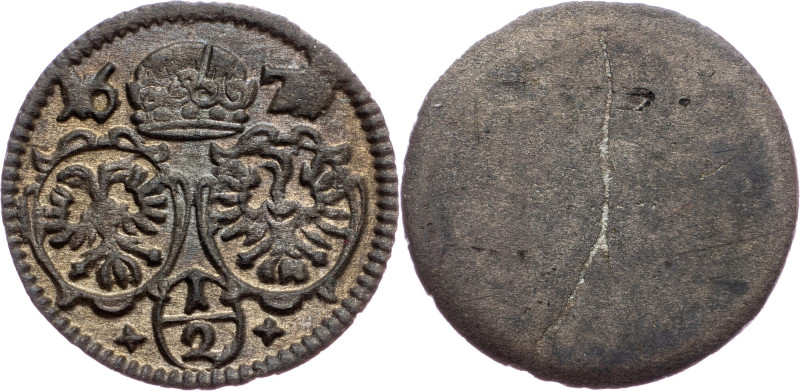 Leopold I., 1/2 Kreuzer 167?, Oppeln Leopold I., 1/2 Kreuzer 167?, Oppeln, Mkč. ...