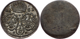 Leopold I., 1/2 Kreuzer 1681, Oppeln Leopold I., 1/2 Kreuzer 1681, Oppeln, Mkč. 1677; EF

Grade: EF