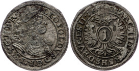 Leopold I., 1 Kreuzer 1671, SHS, Breslau Leopold I., 1 Kreuzer 1671, SHS, Breslau; aEF

Grade: aEF