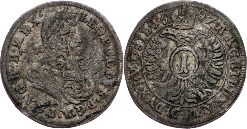 Leopold I., 1 Kreuzer 1697, CB, Brieg Leopold I., 1 Kreuzer 1697, CB, Brieg, Mkč...