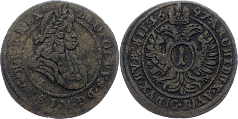 Leopold I., 1 Kreuzer 1697, CB, Brieg Leopold I., 1 Kreuzer 1697, CB, Brieg; VF...