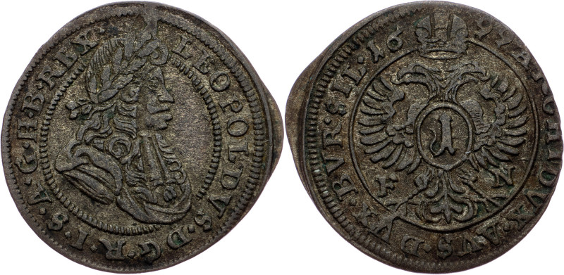 Leopold I., 1 Kreuzer 1699, FN, Oppeln Leopold I., 1 Kreuzer 1699, FN, Oppeln, M...
