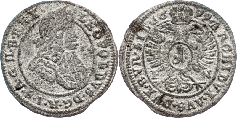 Leopold I., 1 Kreuzer 1699, FN, Oppeln Leopold I., 1 Kreuzer 1699, FN, Oppeln; a...