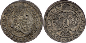 Leopold I., 1 Kreuzer 1700, CB, Brieg Leopold I., 1 Kreuzer 1700, CB, Brieg, Mkč. 1706; EF

Grade: EF