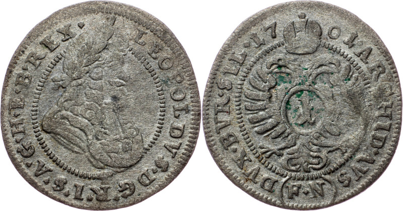 Leopold I., 1 Kreuzer 1701, FN, Oppeln Leopold I., 1 Kreuzer 1701, FN, Oppeln, M...