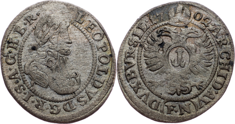 Leopold I., 1 Kreuzer 1702, FN, Oppeln Leopold I., 1 Kreuzer 1702, FN, Oppeln, M...