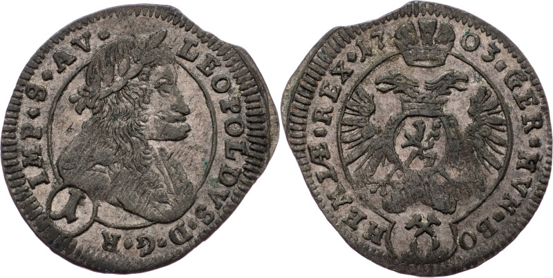 Leopold I., 1 Kreuzer 1703, Kuttenberg Leopold I., 1 Kreuzer 1703, Kuttenberg, M...