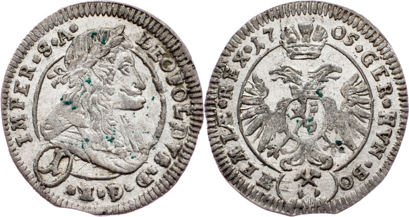 Leopold I., 1 Kreuzer 1705, Kuttenberg Leopold I., 1 Kreuzer 1705, Kuttenberg, M...