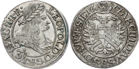 Leopold I., 3 Kreuzer 1667, SHS, Breslau Leopold I., 3 Kreuzer 1667, SHS, Breslau, Her. 1536; EF/aEF

Grade: EF/aEF