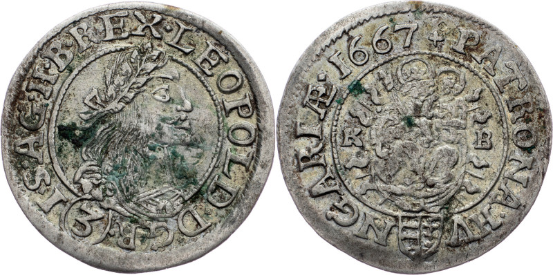 Leopold I., 3 Kreuzer 1667, KB, Kremnitz Leopold I., 3 Kreuzer 1667, KB, Kremnit...