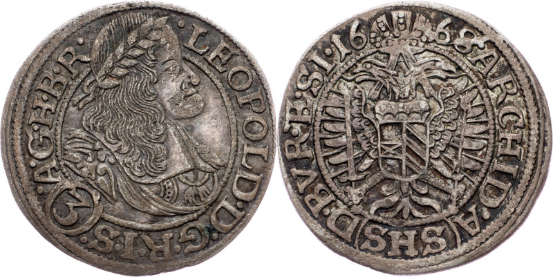 Leopold I., 3 Kreuzer 1668, SHS, Breslau Leopold I., 3 Kreuzer 1668, SHS, Bresla...