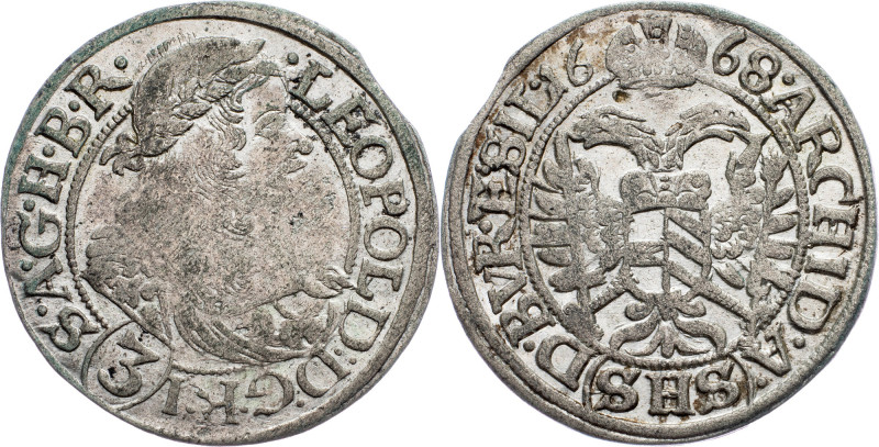 Leopold I., 3 Kreuzer 1668, SHS, Breslau Leopold I., 3 Kreuzer 1668, SHS, Bresla...