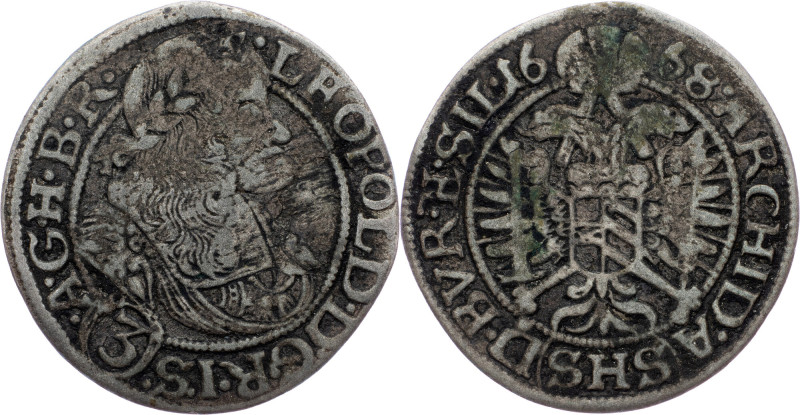 Leopold I., 3 Kreuzer 1668, SHS, Breslau Leopold I., 3 Kreuzer 1668, SHS, Bresla...