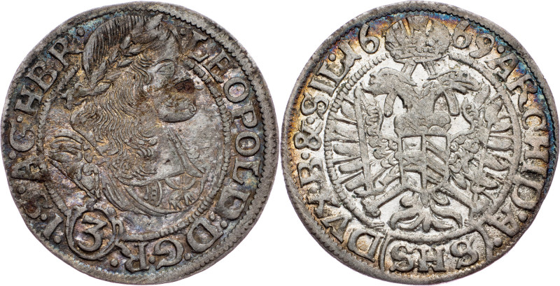 Leopold I., 3 Kreuzer 1669, SHS, Breslau Leopold I., 3 Kreuzer 1669, SHS, Bresla...