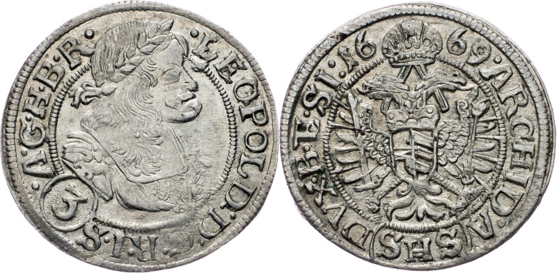 Leopold I., 3 Kreuzer 1669, SHS, Breslau Leopold I., 3 Kreuzer 1669, SHS, Bresla...