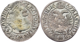 Leopold I., 3 Kreuzer 1669, SHS, Breslau Leopold I., 3 Kreuzer 1669, SHS, Breslau; EF

Grade: EF