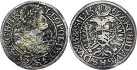 Leopold I., 3 Kreuzer 1669, SHS, Breslau Leopold I., 3 Kreuzer 1669, SHS, Breslau; VF

Grade: VF