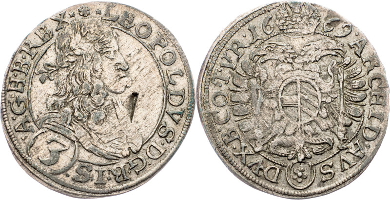 Leopold I., 3 Kreuzer 1669, Vienna Leopold I., 3 Kreuzer 1669, Vienna; VF

Gra...