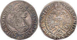 Leopold I., 3 Kreuzer 1670, SHS, Breslau Leopold I., 3 Kreuzer 1670, SHS, Breslau, Mkč. 1624; VF+

Grade: VF+