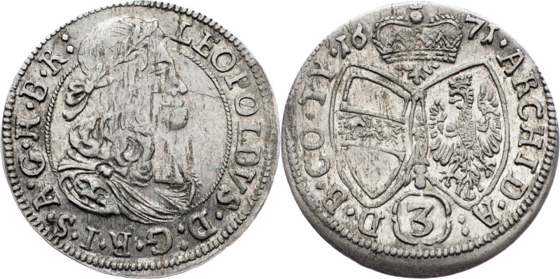 Leopold I., 3 Kreuzer 1671, Hall Leopold I., 3 Kreuzer 1671, Hall; VF+

Grade:...