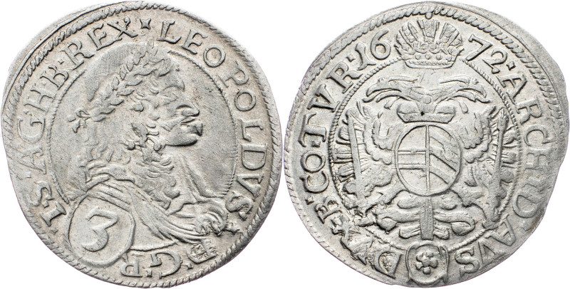 Leopold I., 3 Kreuzer 1672, Vienna Leopold I., 3 Kreuzer 1672, Vienna; EF

Gra...