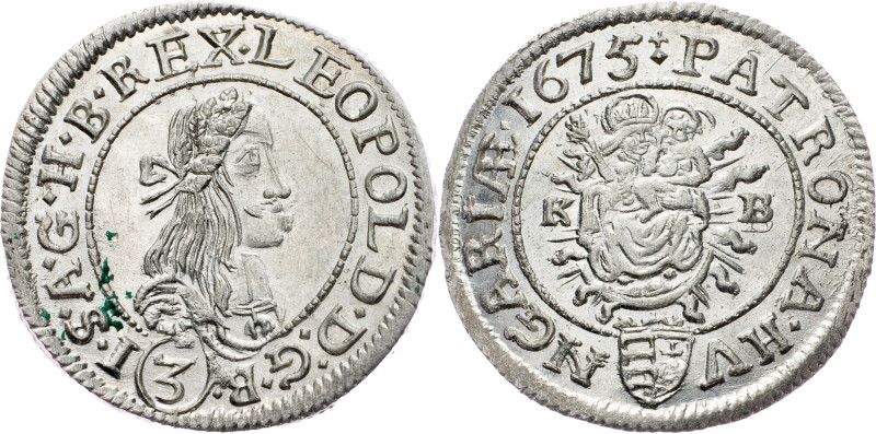 Leopold I., 3 Kreuzer 1675, KB, Kremnitz Leopold I., 3 Kreuzer 1675, KB, Kremnit...