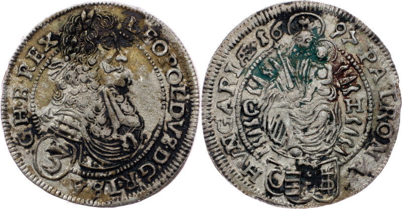 Leopold I., 3 Kreuzer 1697, CH, Pressburg Leopold I., 3 Kreuzer 1697, CH, Pressb...