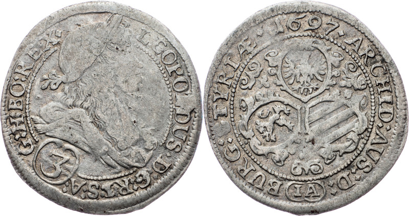 Leopold I., 3 Kreuzer 1697, Graz Leopold I., 3 Kreuzer 1697, Graz; VF

Grade: ...