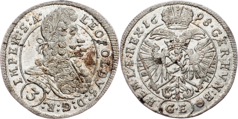 Leopold I., 3 Kreuzer 1698, GE, Prague Leopold I., 3 Kreuzer 1698, GE, Prague, M...