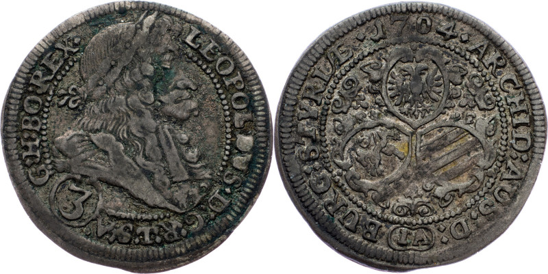 Leopold I., 3 Kreuzer 1704, Graz Leopold I., 3 Kreuzer 1704, Graz; VF

Grade: ...