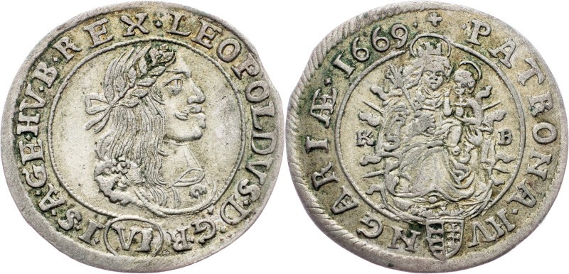 Leopold I., 6 Kreuzer 1669, KB, Kremnitz Leopold I., 6 Kreuzer 1669, KB, Kremnit...