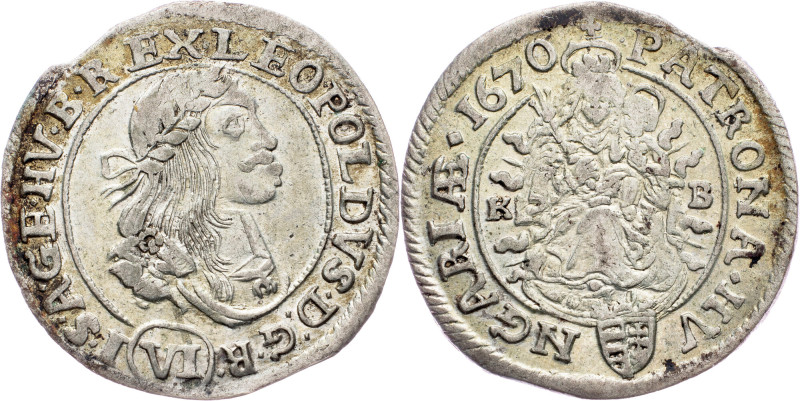 Leopold I., 6 Kreuzer 1670, KB, Kremnitz Leopold I., 6 Kreuzer 1670, KB, Kremnit...