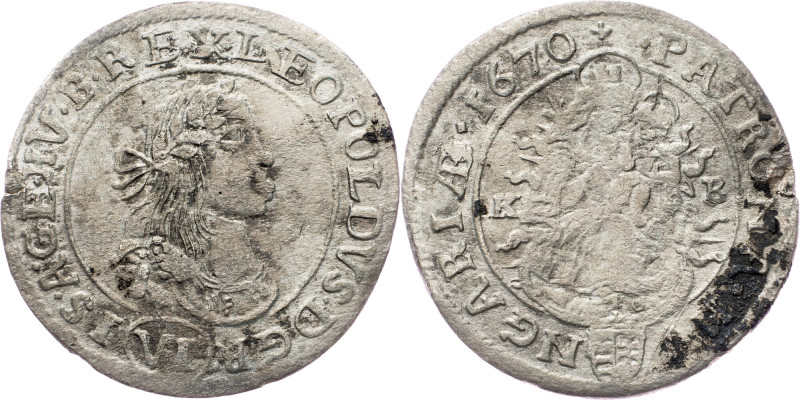 Leopold I., 6 Kreuzer 1670, KB, Kremnitz Leopold I., 6 Kreuzer 1670, KB, Kremnit...